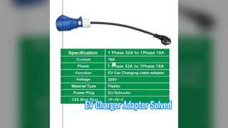 محول شاحن Type2 EV باللون الأزرق CEE إلى Schuko